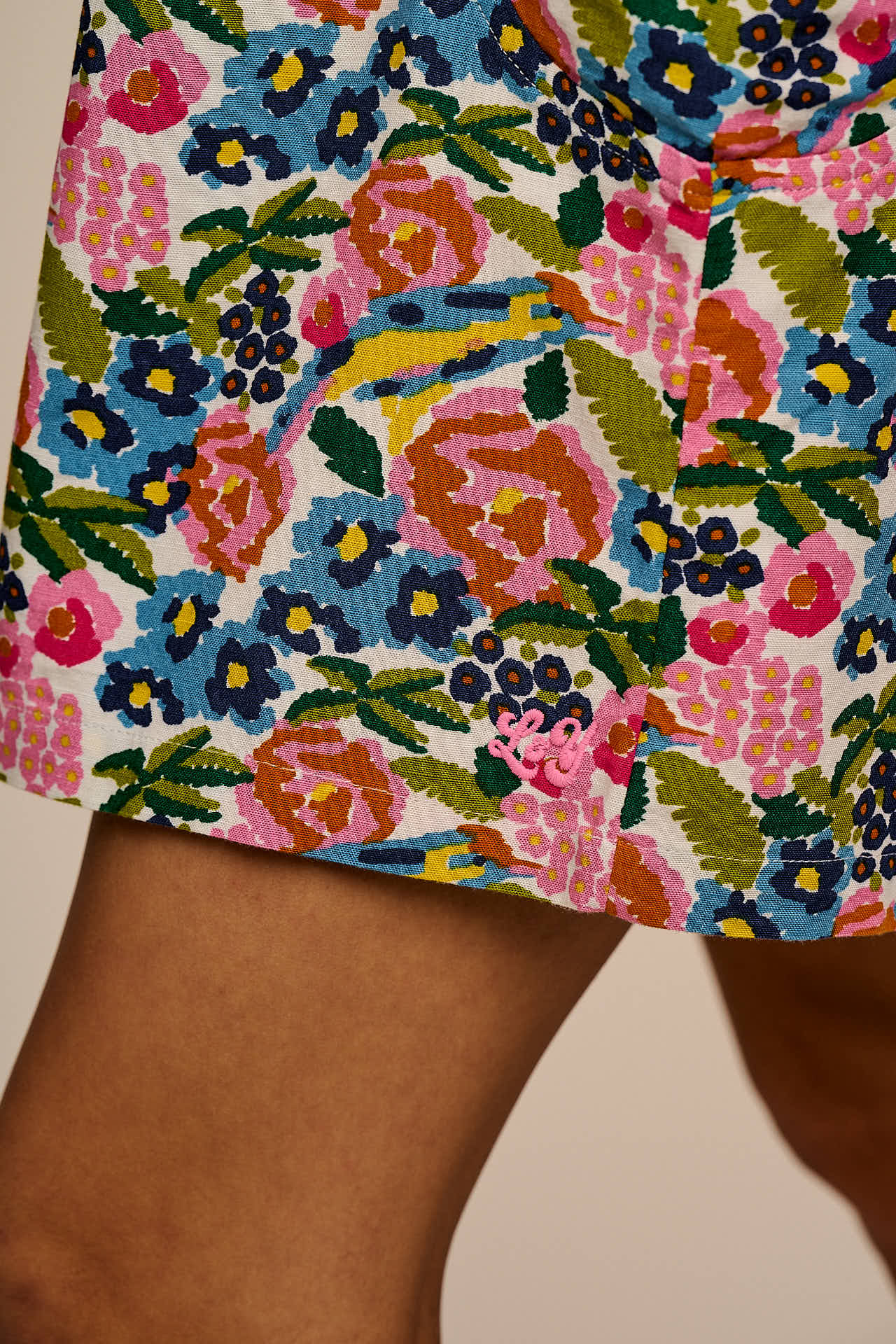 Zadie - Cotton & Viscose Playsuit in Ivory Birdie Floral