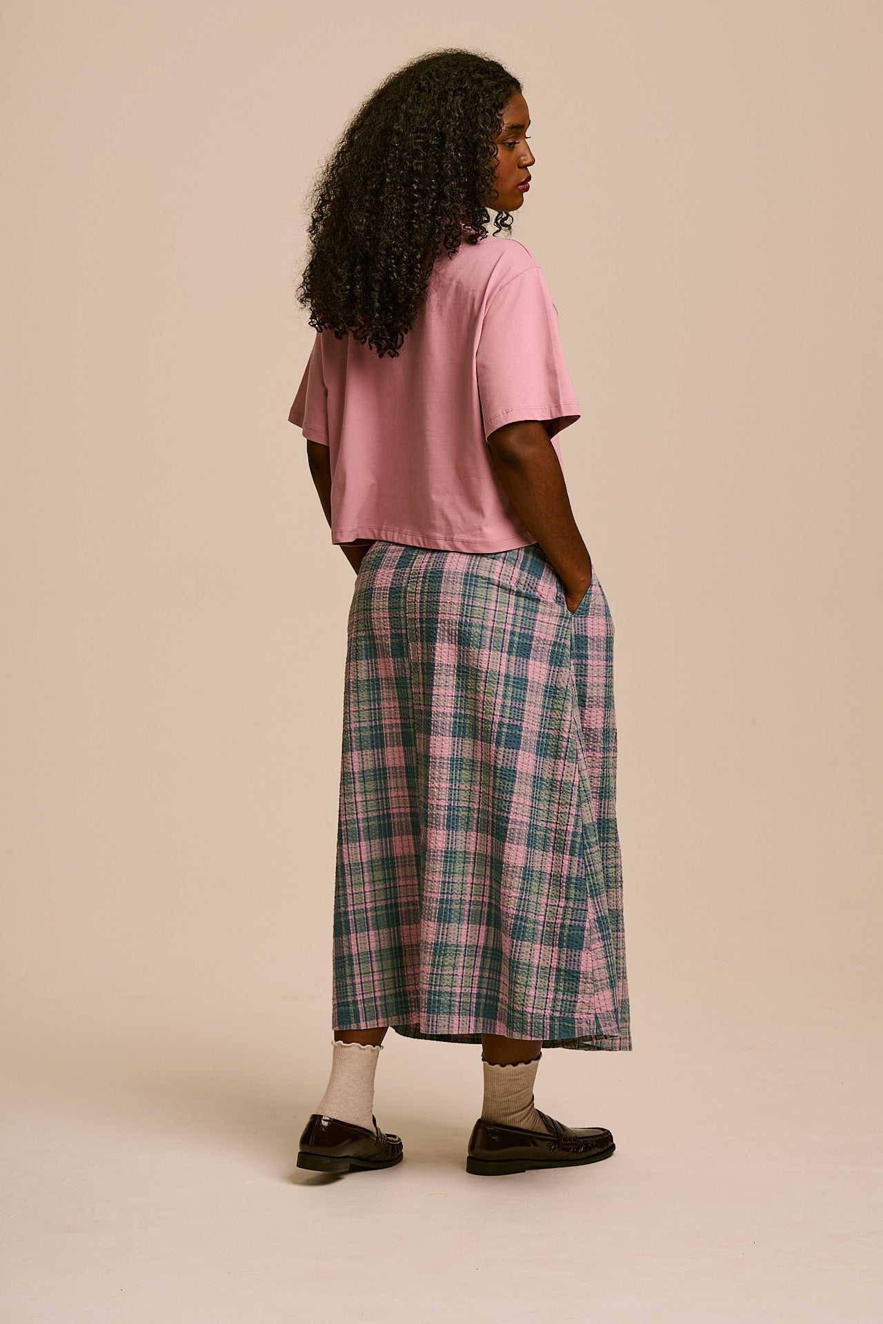 Zayla - Cotton Cropped Boxy T-Shirt in Dusky Pink