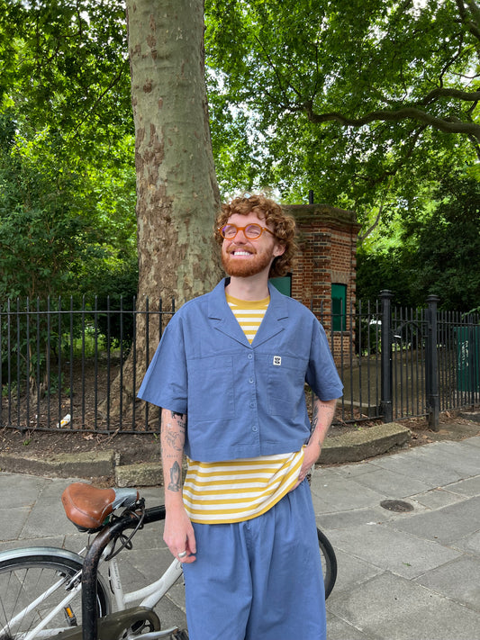 Alfie - Cotton & Linen Shirt in Vintage Indigo
