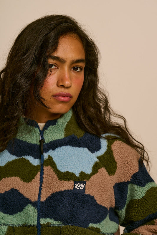 Finley - Borg Fleece Jacket in Earthy Landscape