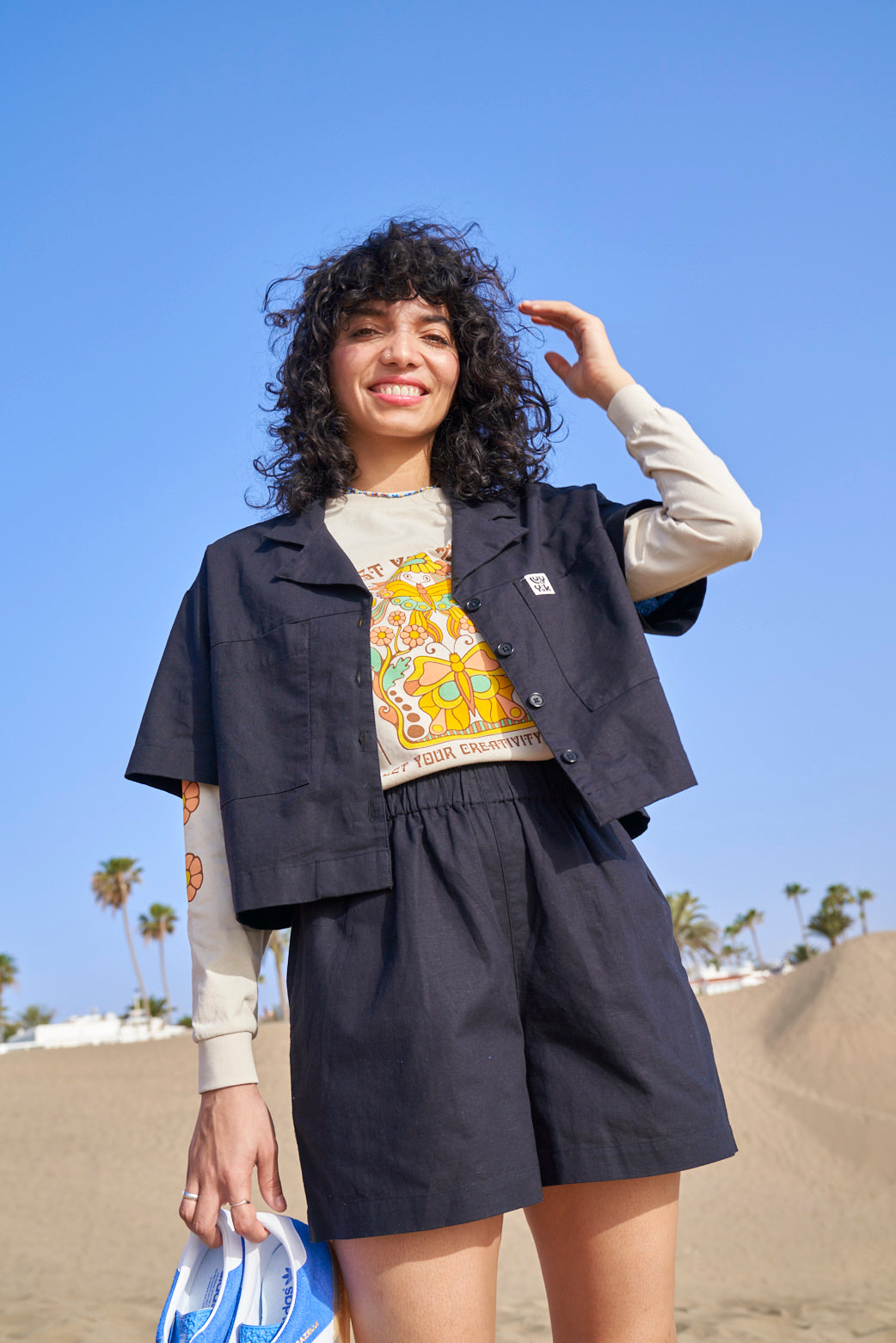 Jessie Shorts ORGANIC COTTON LINEN Black Lucy Yak jessie-shorts-organic-cotton-linen-black-lucy-yak