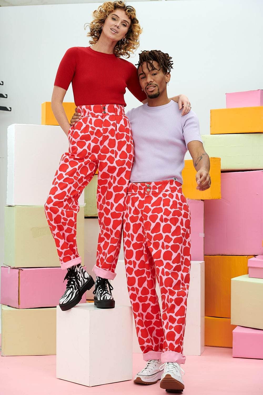 Lucy & Yak trousers Addison High Waisted Organic Cotton Twill Trousers in Jude Print