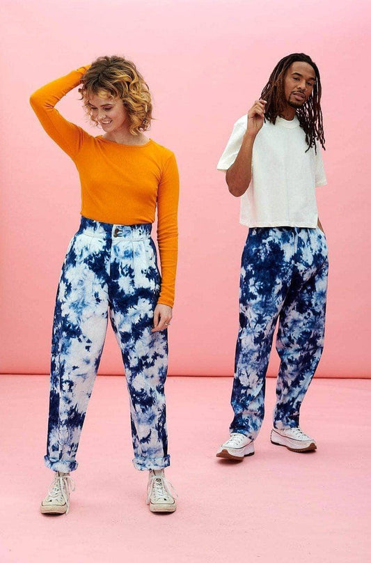 Lucy & Yak jeans Addison Organic Cotton High Waisted Jeans in Midnight Blue Tie Dye