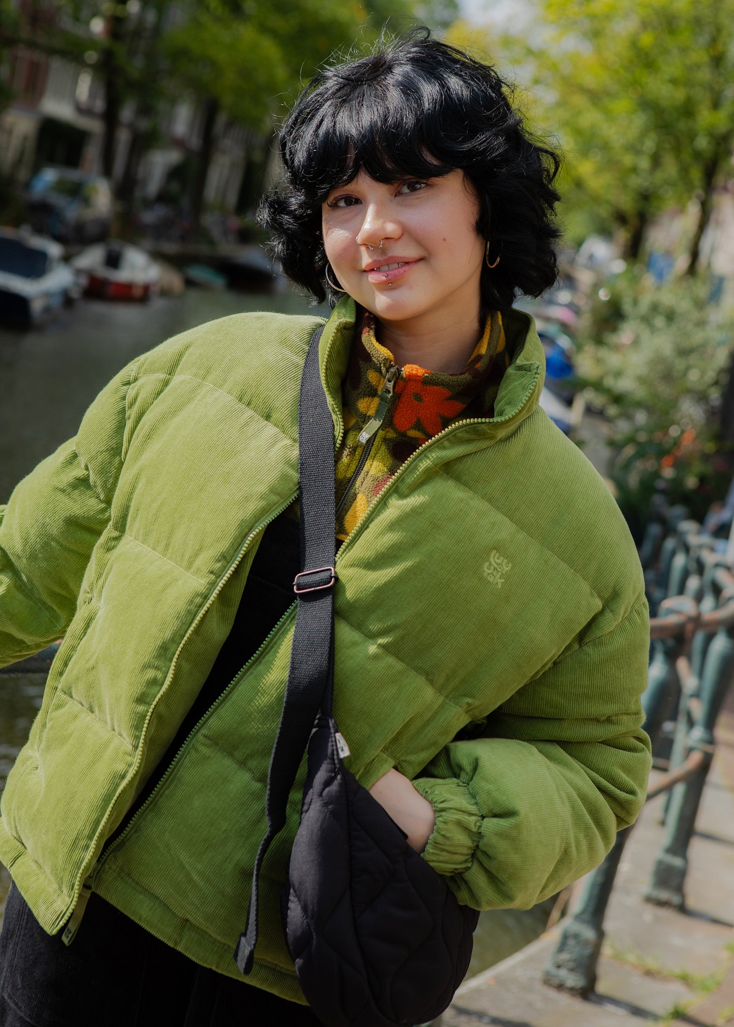 Paloma - Corduroy Puffer Jacket in Leaf Green