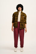 Harper - Borg Fleece Jacket in Brown Cher Check