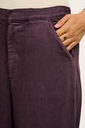 Halston - Wide leg Cotton Trousers in Plum Perfect Purple