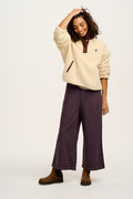 Halston - Wide leg Cotton Trousers in Plum Perfect Purple