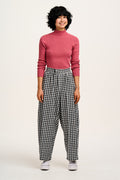 Aiden - Roll Neck Knitted Cotton Top in Rose Pink