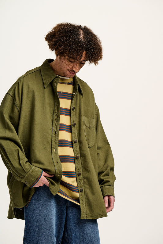 Sydney - Oversized Cotton Shirt in Khaki