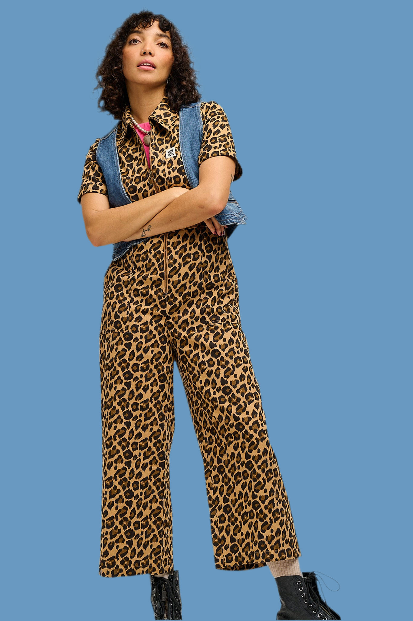 Ragan - Cotton Jumpsuit in Leopard Print