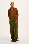 Robyn - V-Neck Knitted Cardigan in Caramel Cafe brown