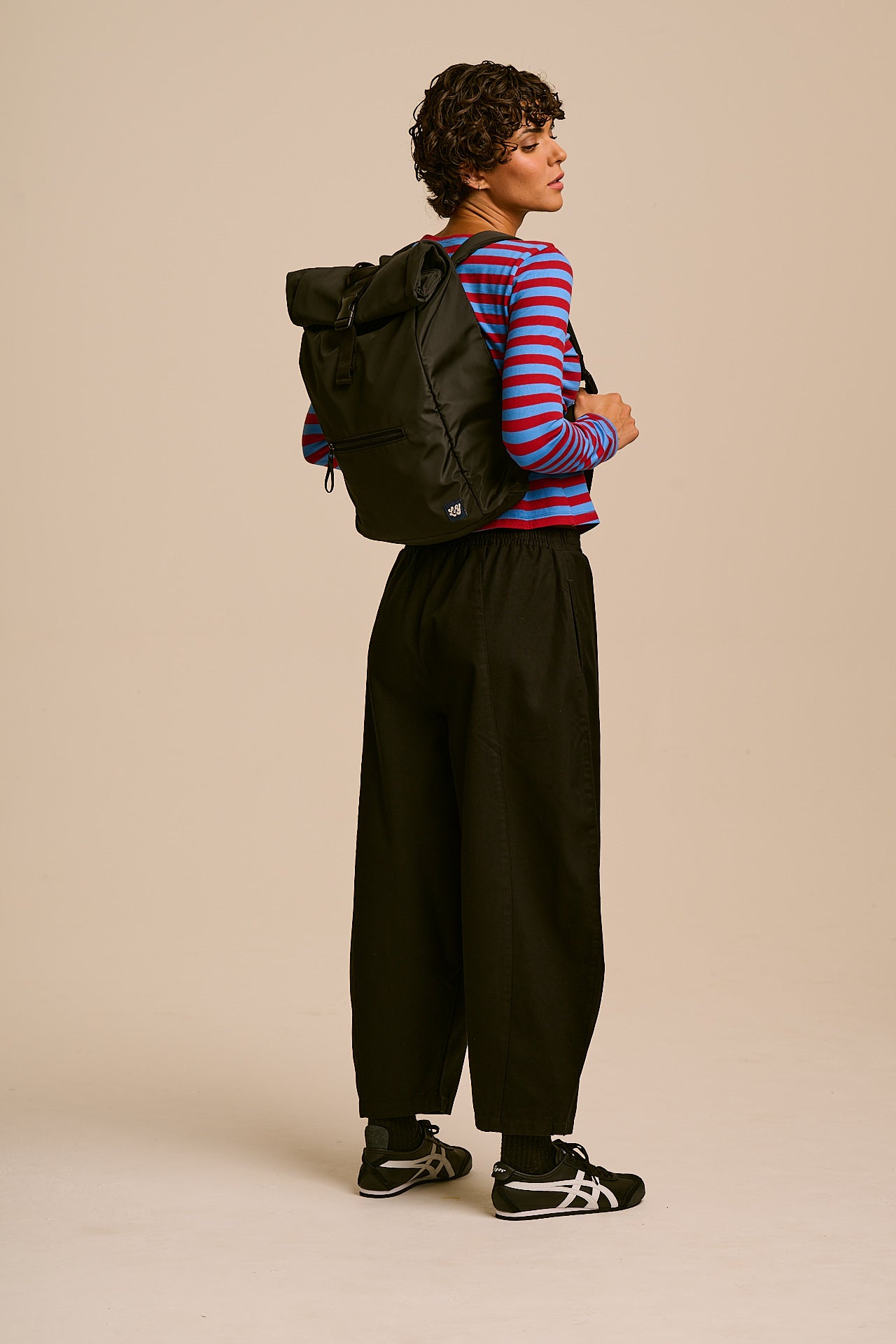 Jenson - Roll Top Backpack in Black