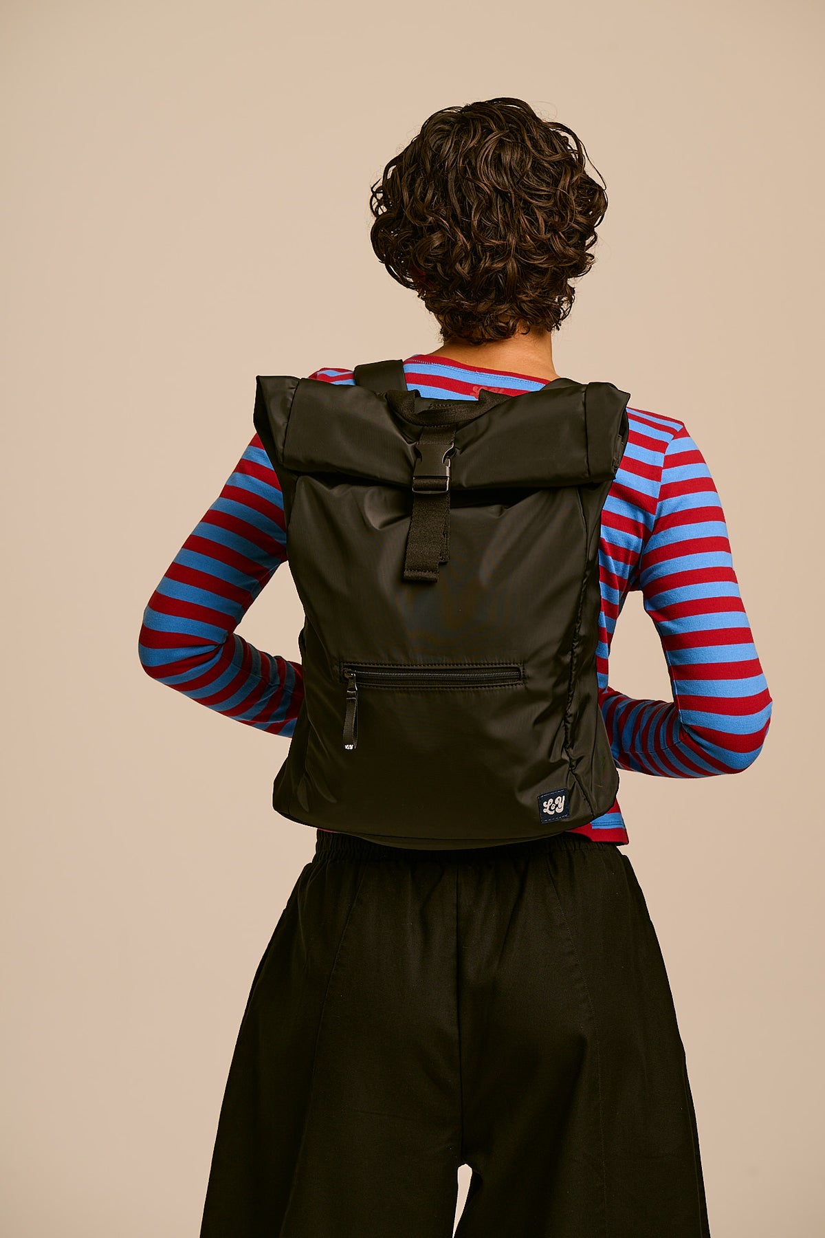 Jenson - Roll Top Backpack in Black