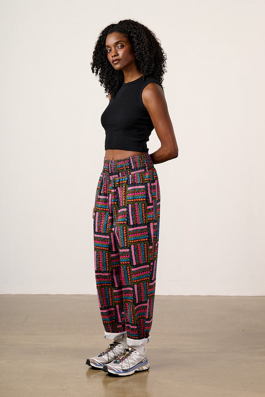Alexa - Cotton Trousers in Artisan Patchwork Print