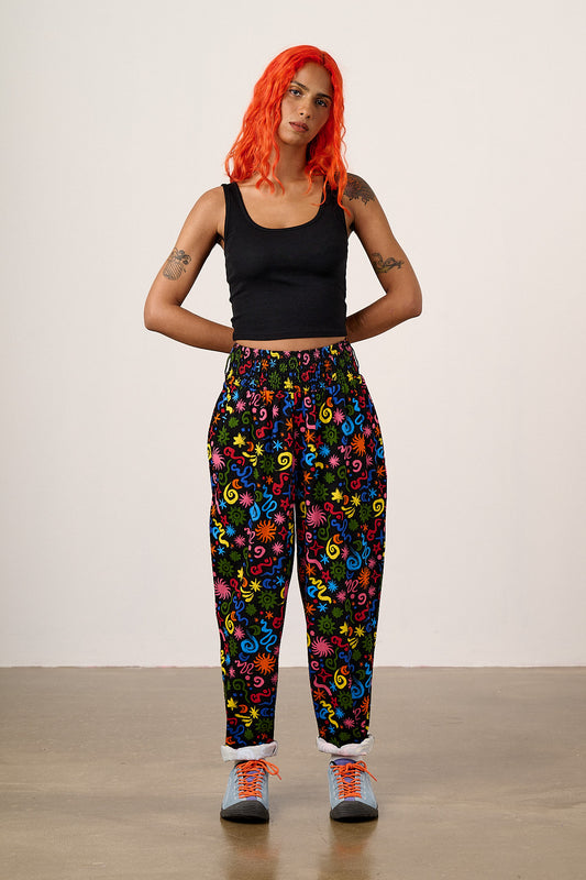 Alexa - Cotton Trousers in Bright Astral Print