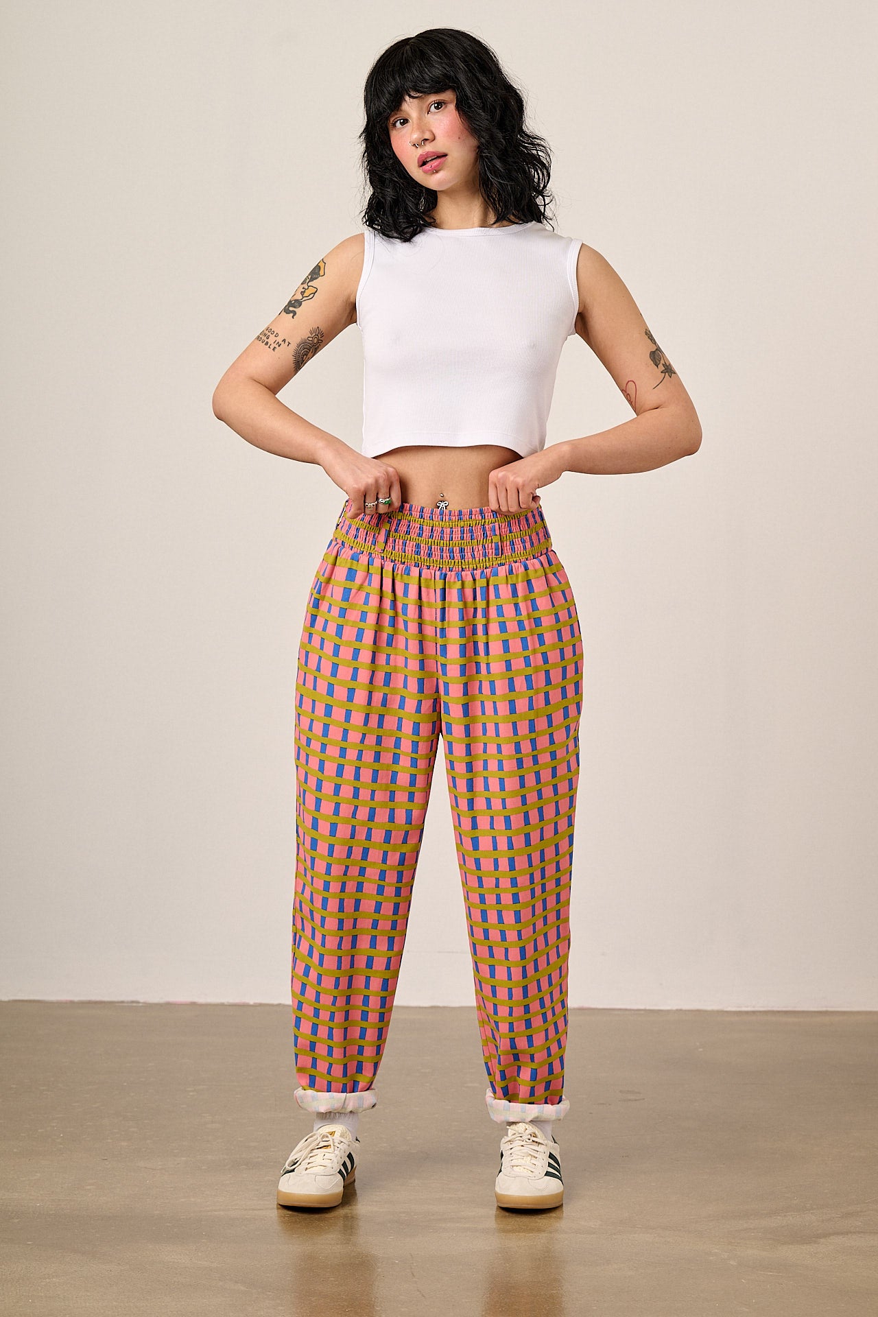 Alexa - Cotton Trousers in Pink Check – Lucy & Yak
