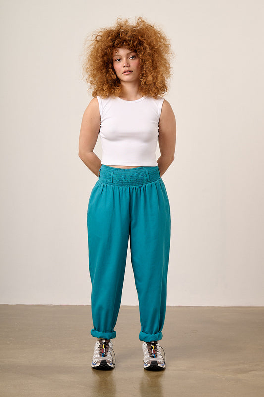 Alexa - Cotton Trousers in Pagoda Blue