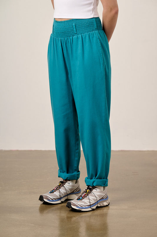 Alexa - Cotton Trousers in Pagoda Blue
