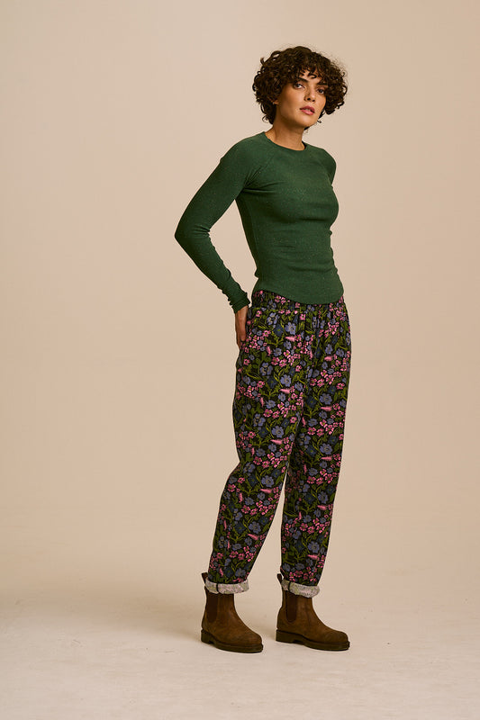 Alexa - Cotton Trousers in Grunge Ditsy Floral