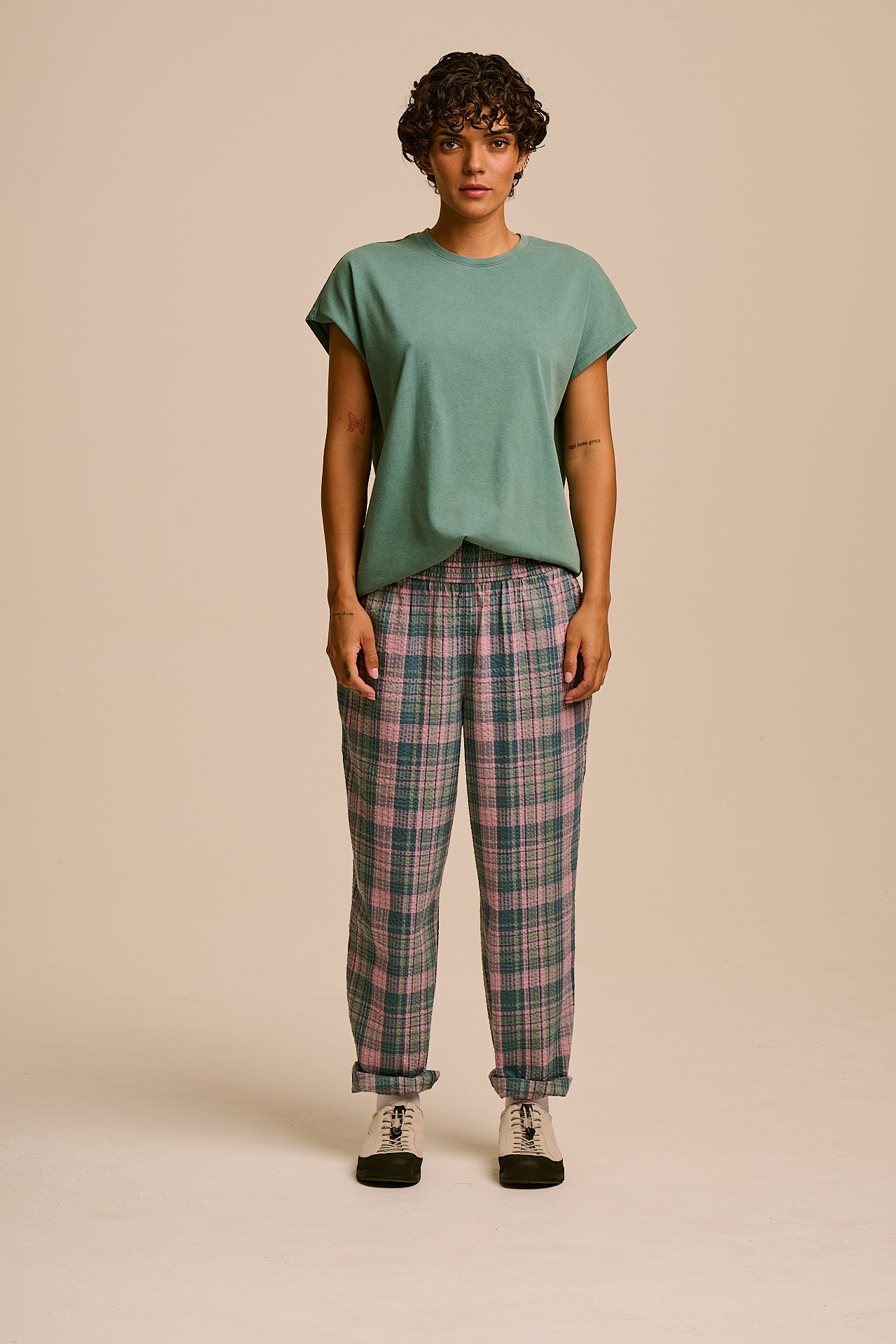 Alexa - Cotton Trouser in Seersucker Palace Check