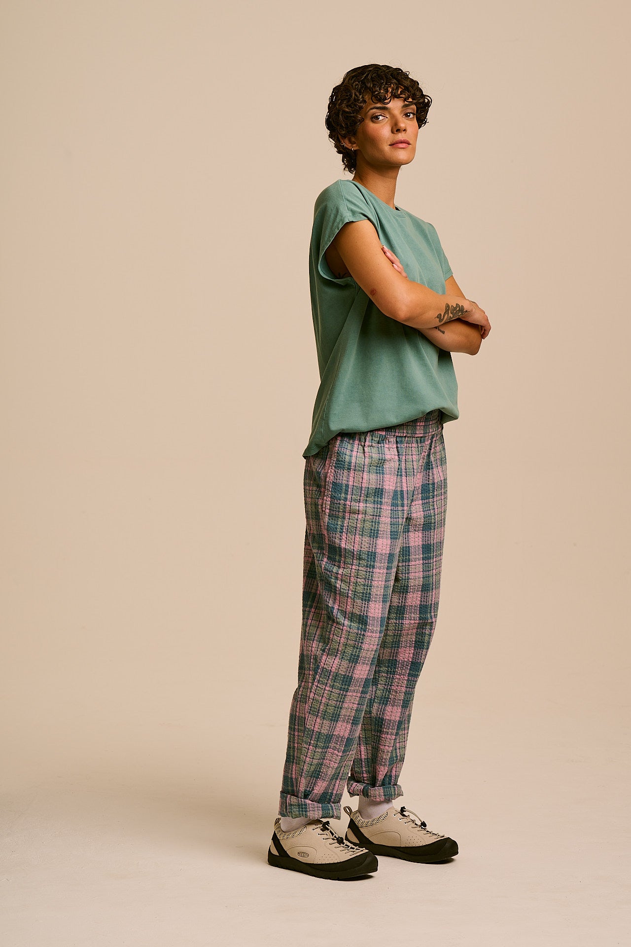 Alexa - Cotton Trouser in Seersucker Palace Check