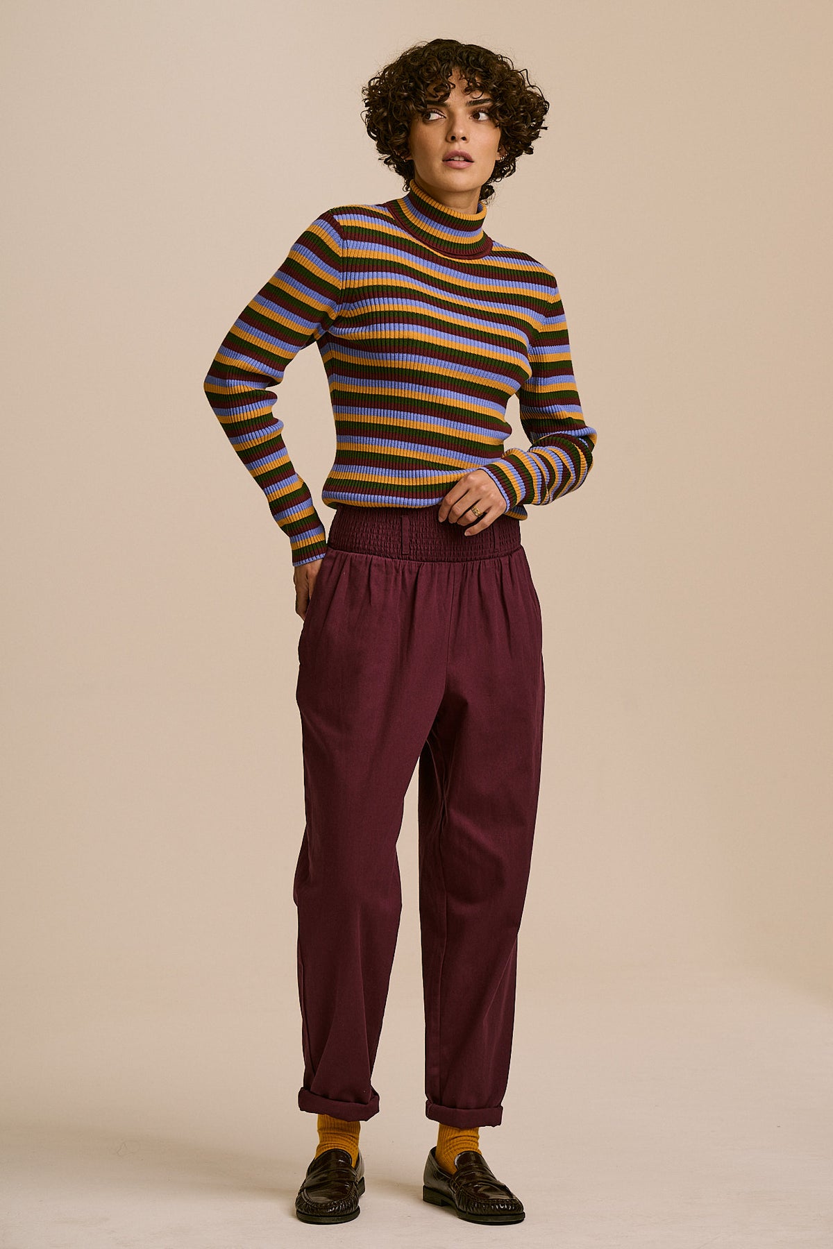Alexa - Cotton Trousers in Grape Wine