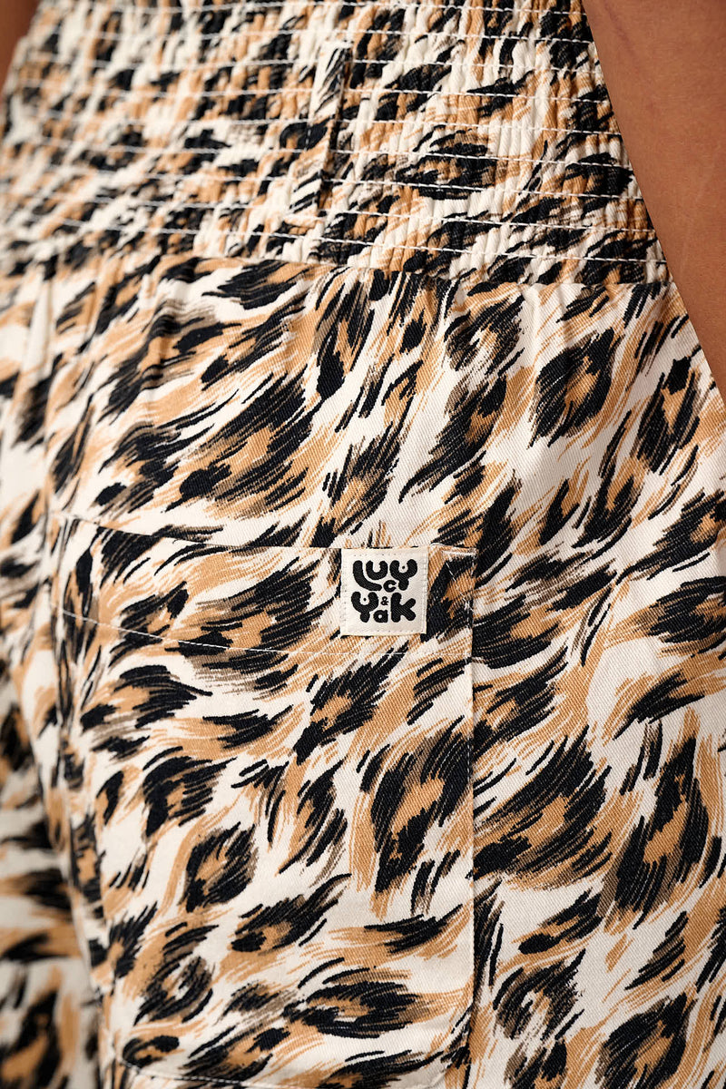 Alex - Wide Leg Cotton Trouser in Leo Swirl