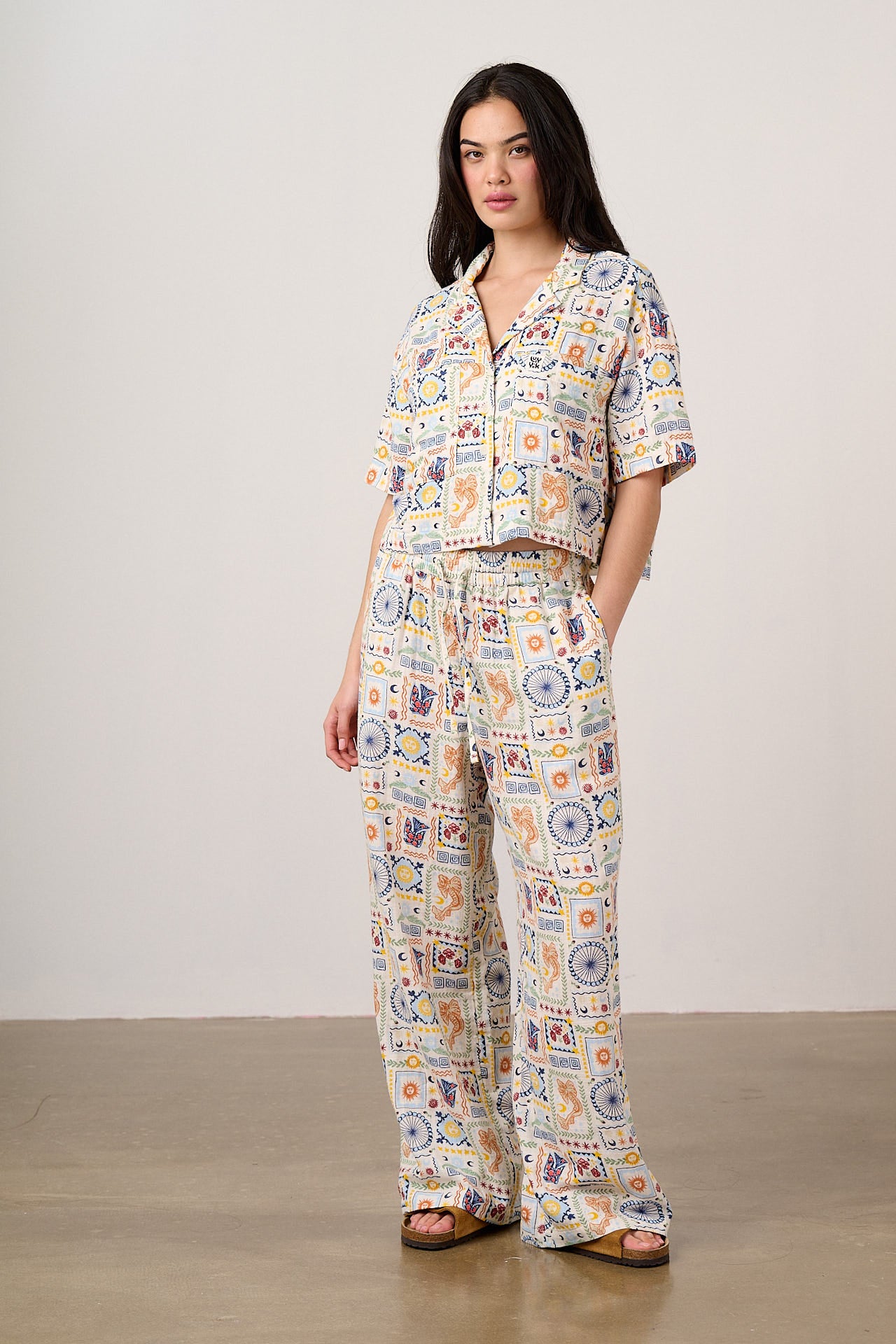 Alfie - Cotton Shirt in Ecru Cosmic Folk