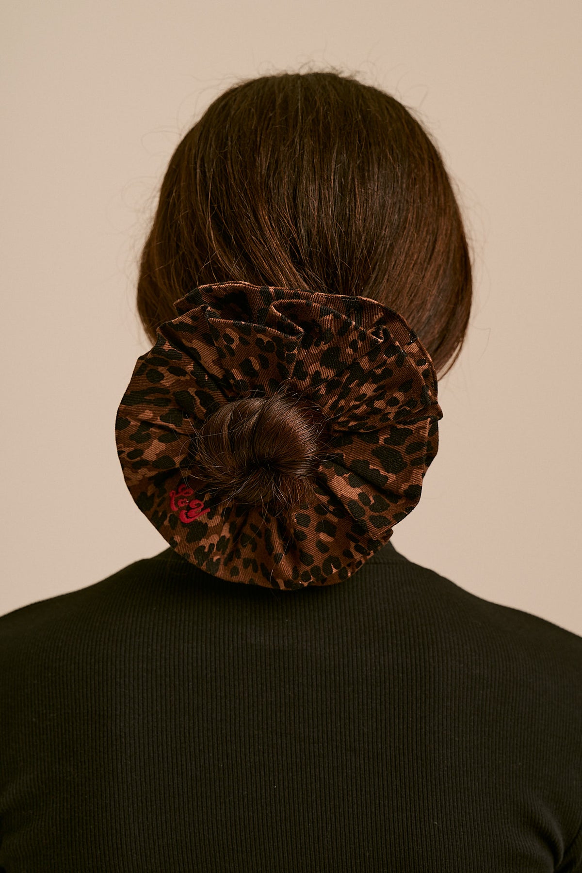 Anya Double Layer Scrunchie - Organic Cotton Twill in Animal Print
