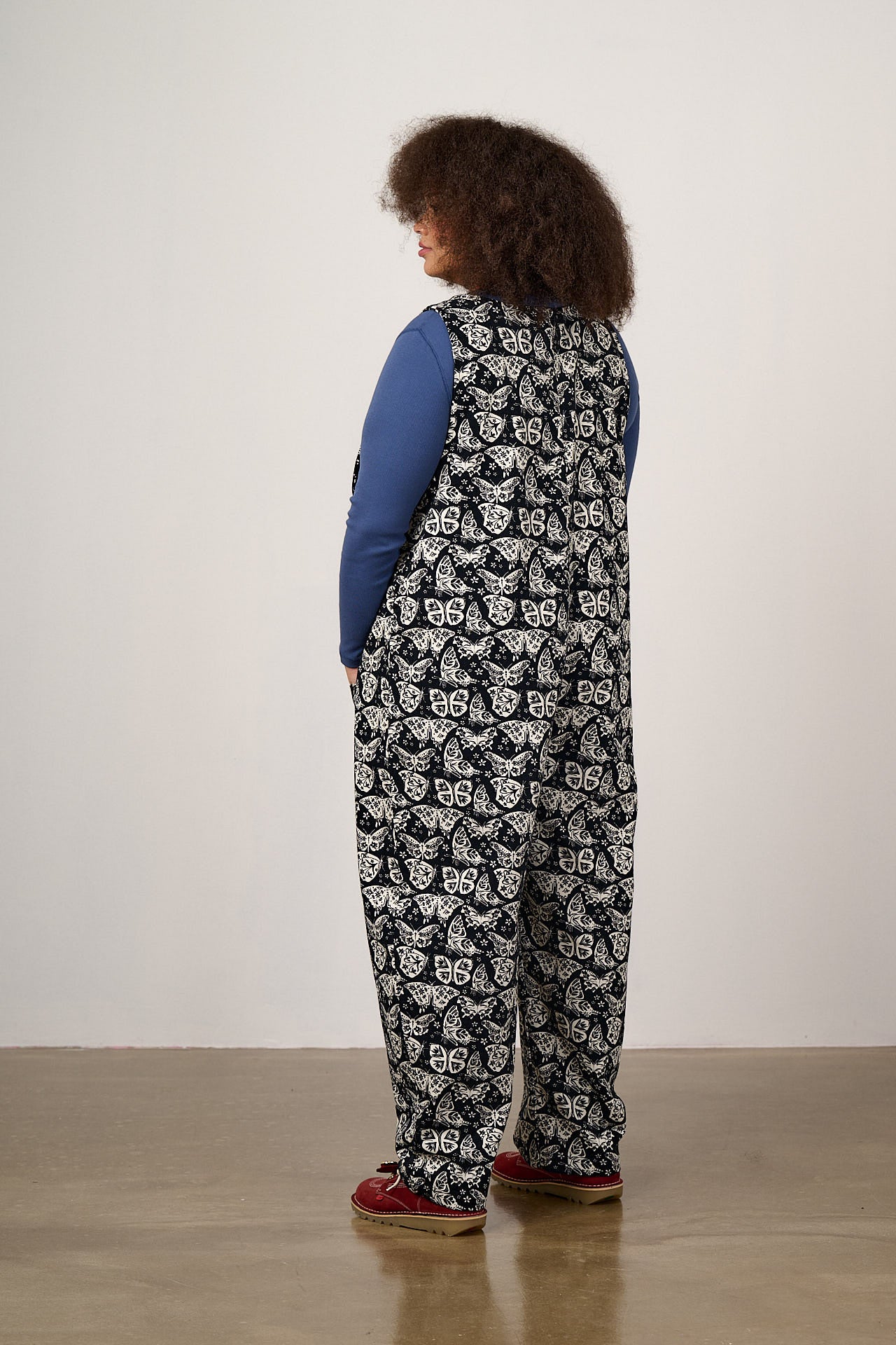 Ara - Cotton Dungarees in Black & White Butterfly Print