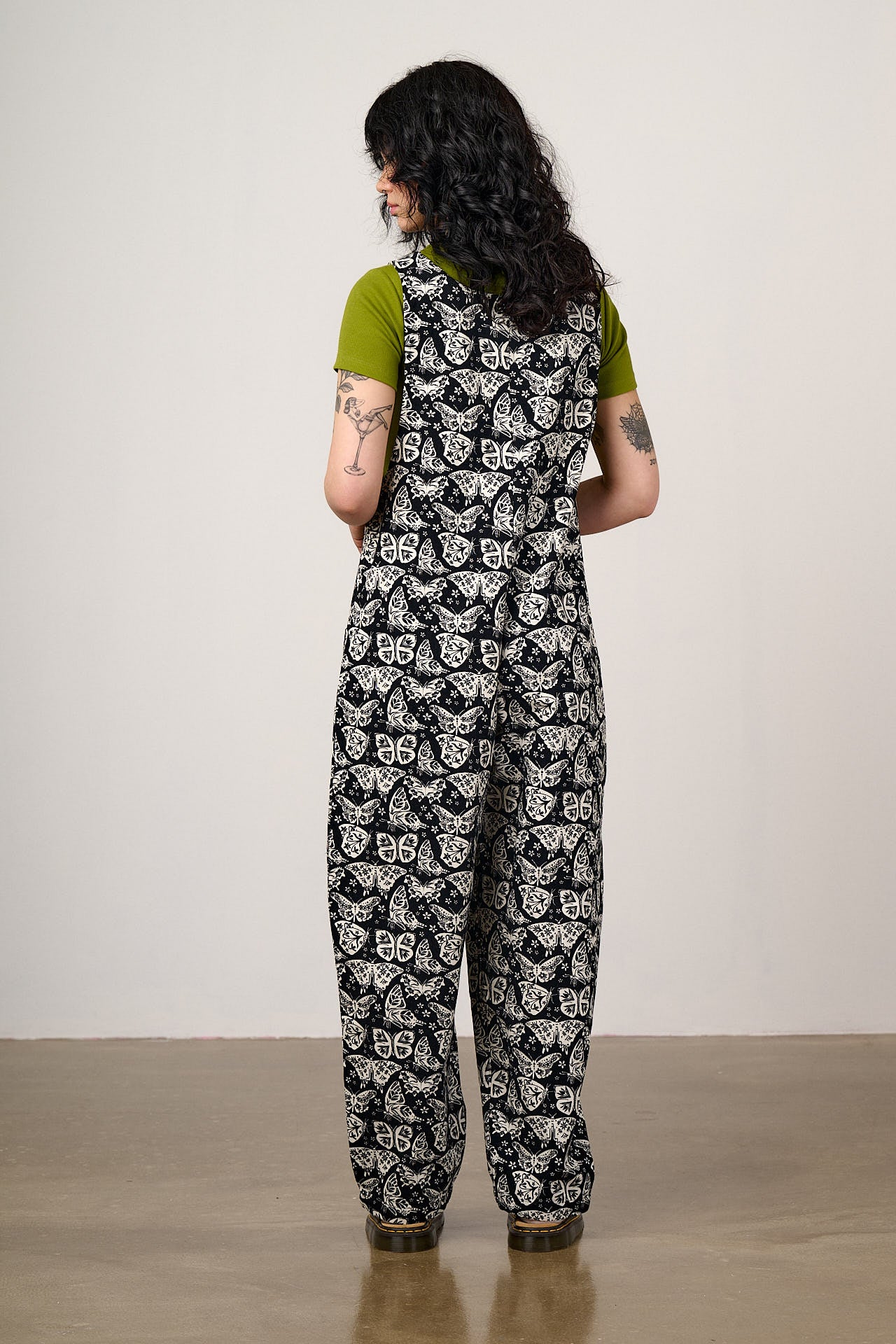 Ara - Cotton Dungarees in Black & White Butterfly Print