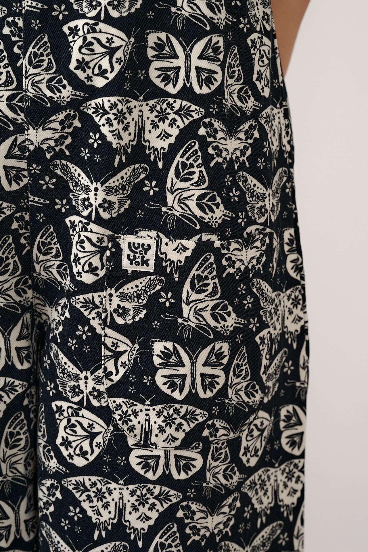 Ara - Cotton Dungarees in Black & White Butterfly Print