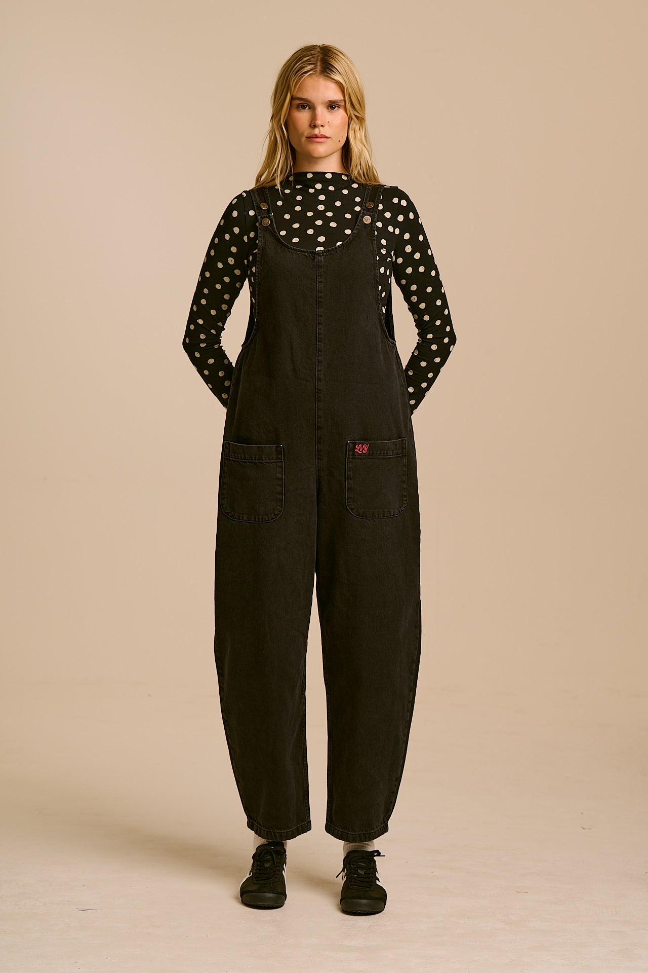 Ara - Denim Dungarees in Washed Black