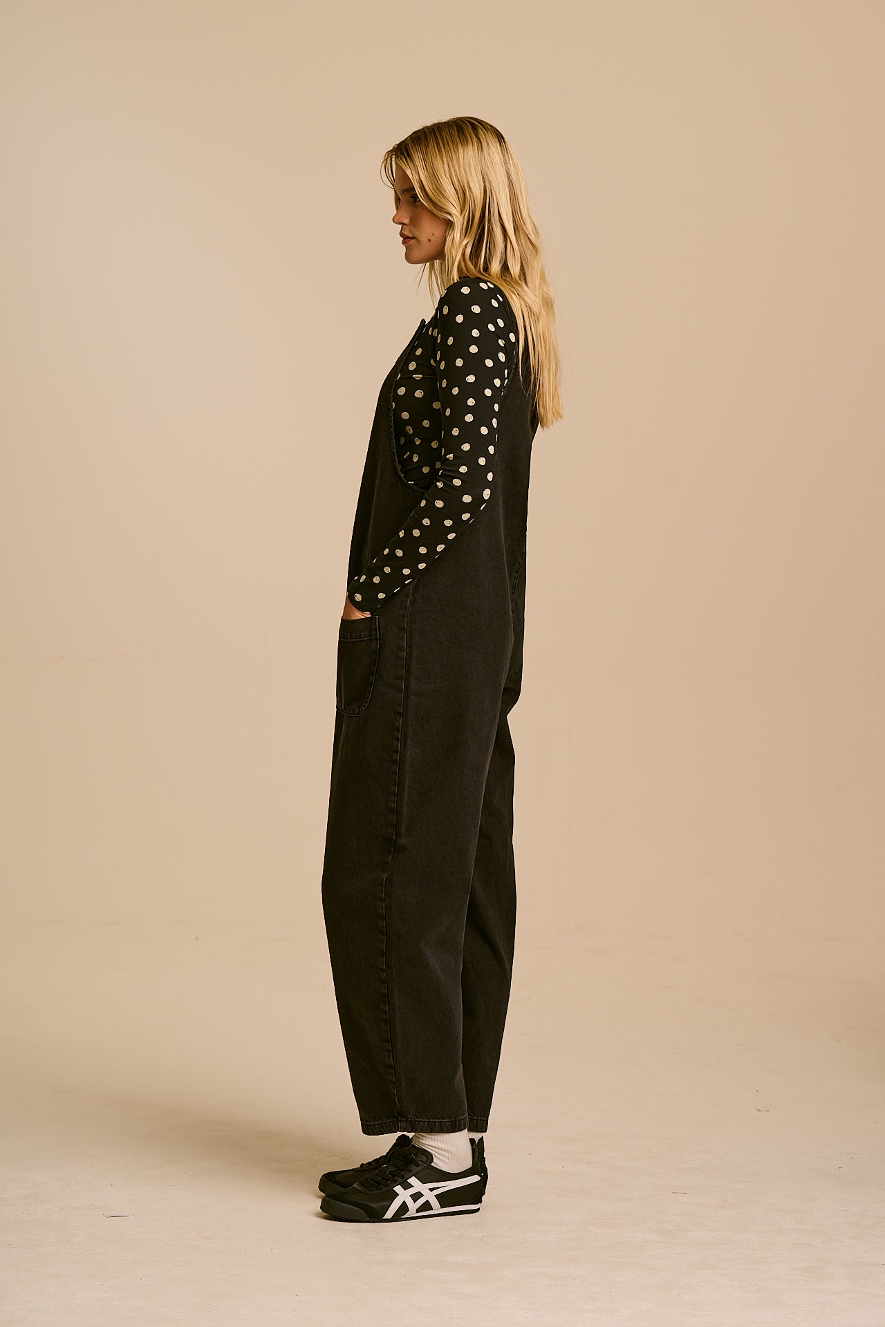 Ara - Denim Dungarees in Washed Black