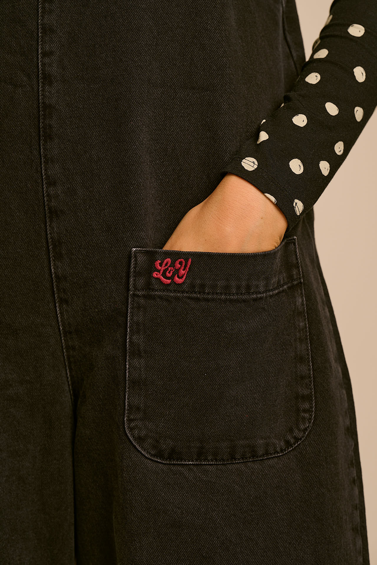 Ara - Denim Dungarees in Washed Black