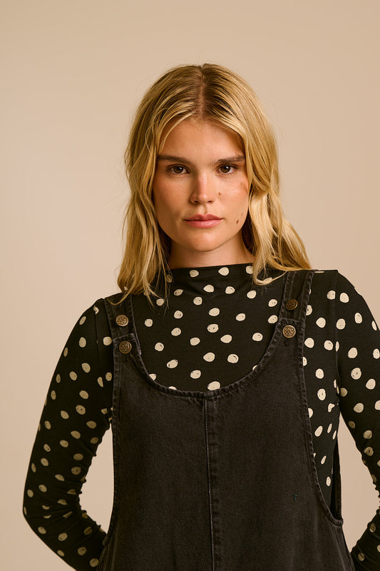 Ara - Denim Dungarees in Washed Black