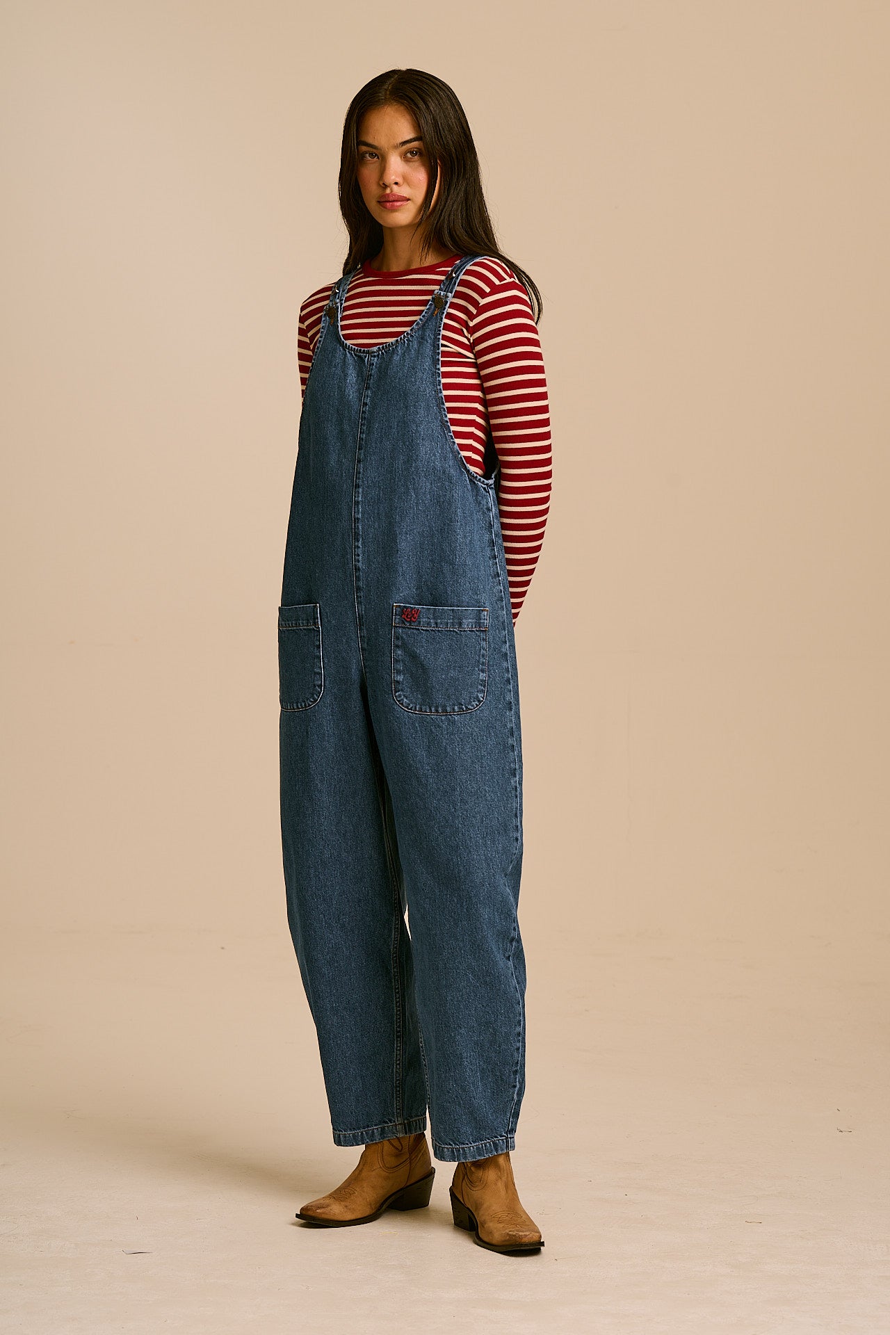 Ara - Denim Dungarees in New Mid Wash