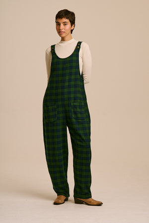 Ara - Organic Cotton Brushed Dungarees in Wilderness Tartan