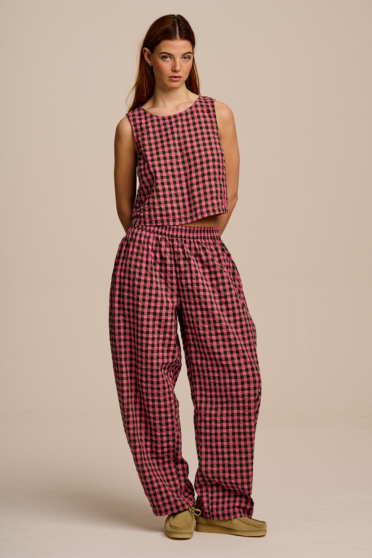Arden - Cotton Shell Top in Pink & Green Check – Lucy & Yak