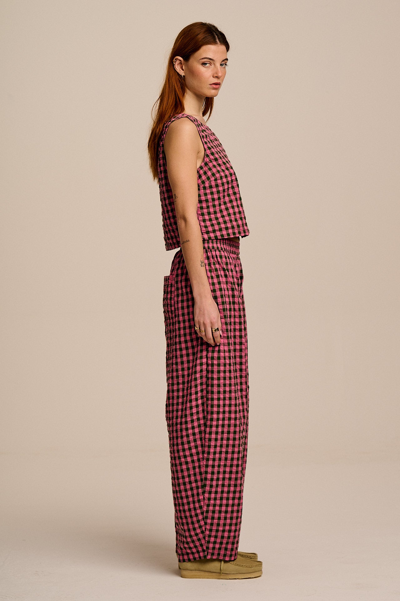 Lucy　0508 Arden - Cotton Shell Top in Pink & Green Check – Lucy & Yak