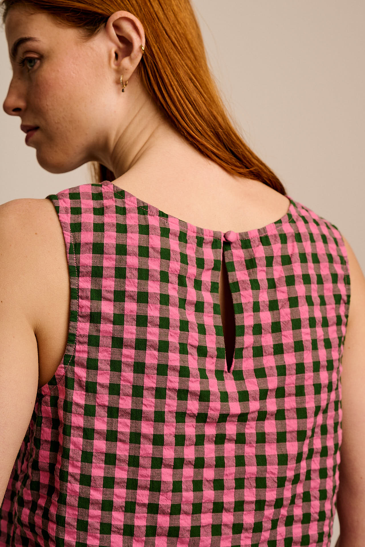 Arden - Cotton Shell Top in Pink & Green Check – Lucy & Yak