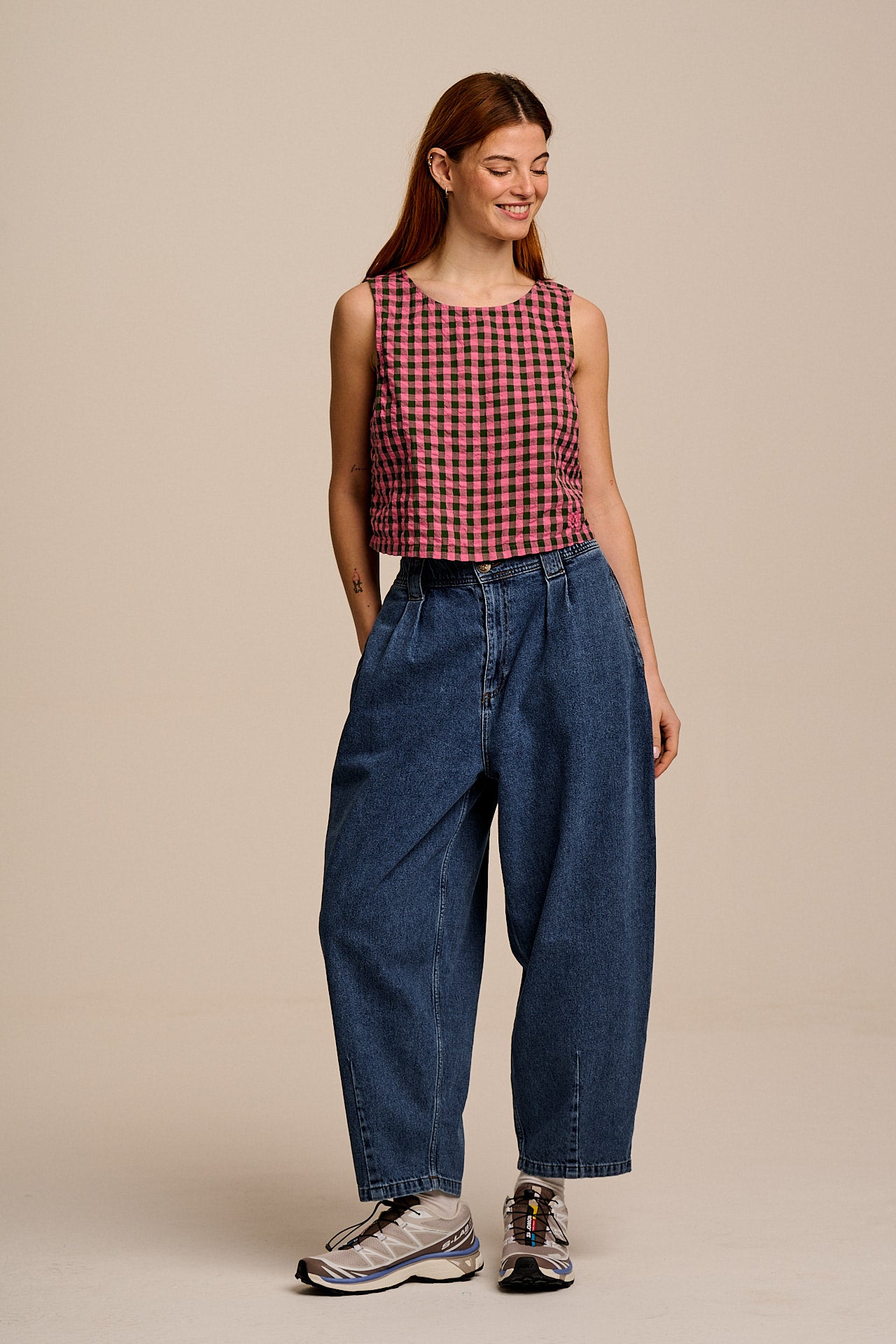 Lucy　0508 Arden - Cotton Shell Top in Pink & Green Check – Lucy & Yak