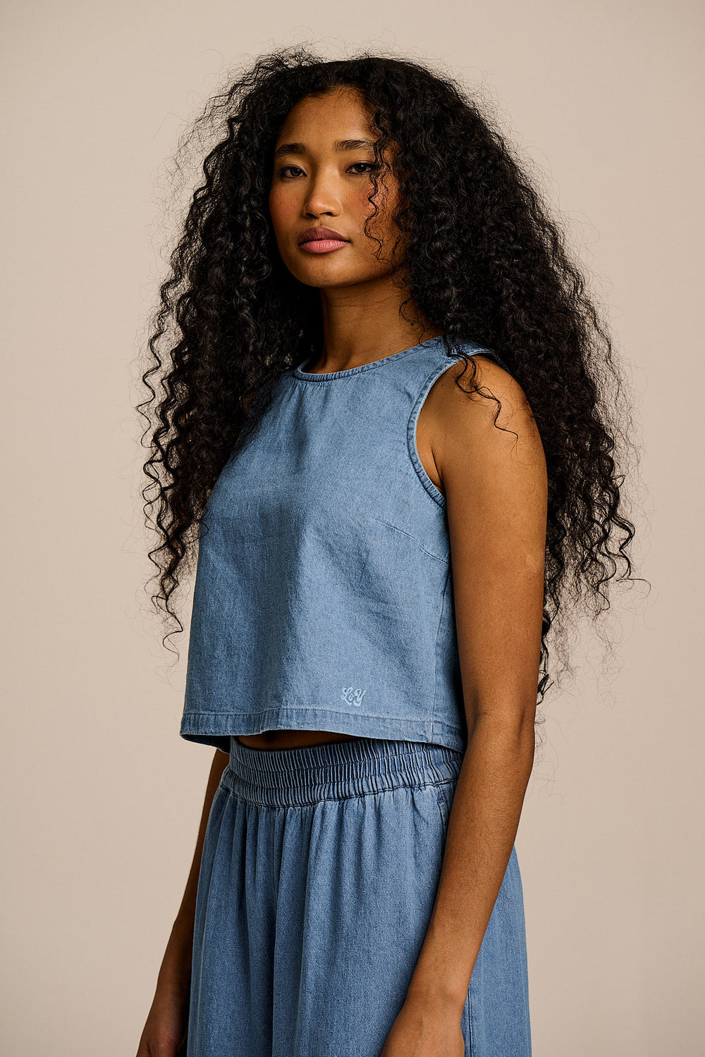 Arden - Cotton Shell Top in Light Blue