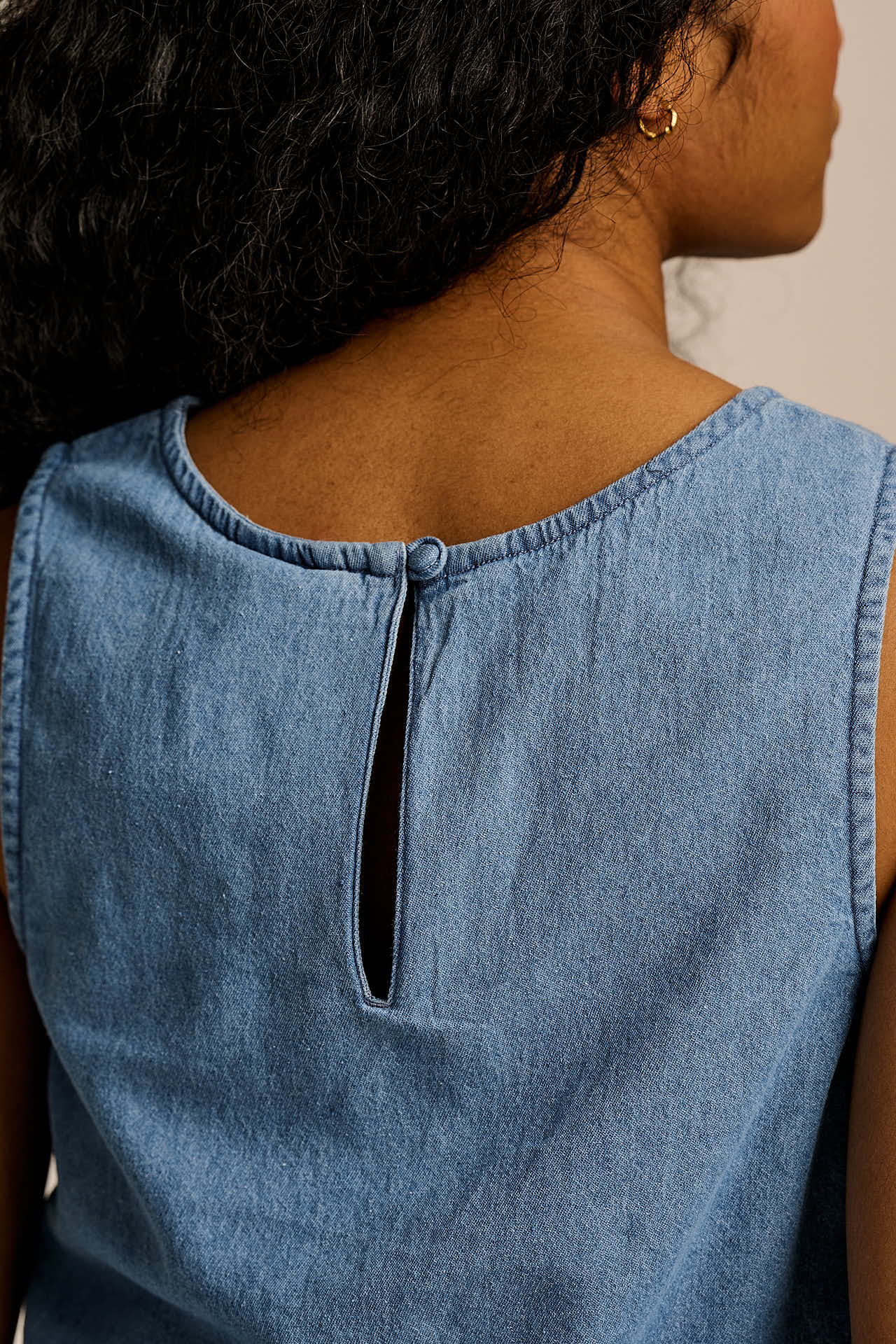 Arden -  Light Weight Denim Shell Top in Light Wash Blue