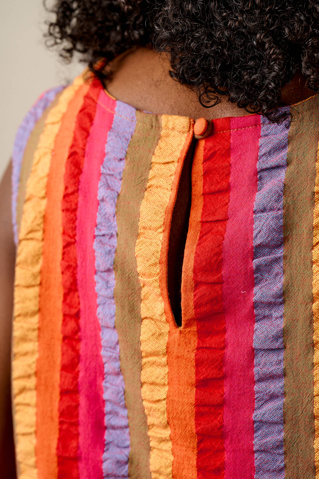 Arden - Cotton Shell Top in Wide Rainbow Stripe