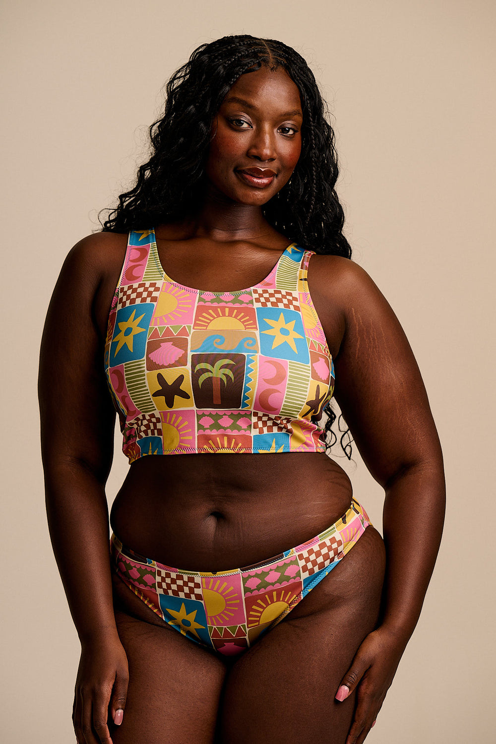 Aria - Low Rise Bikini Bottoms in Coastal Tile