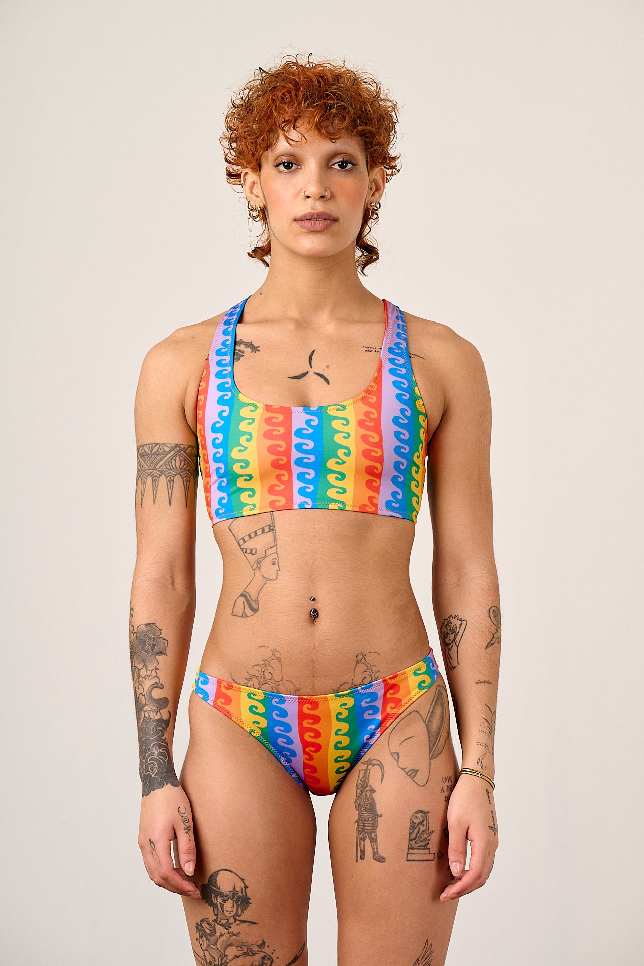 Aria - Low Rise Bikini Bottoms in Rainbow Wave