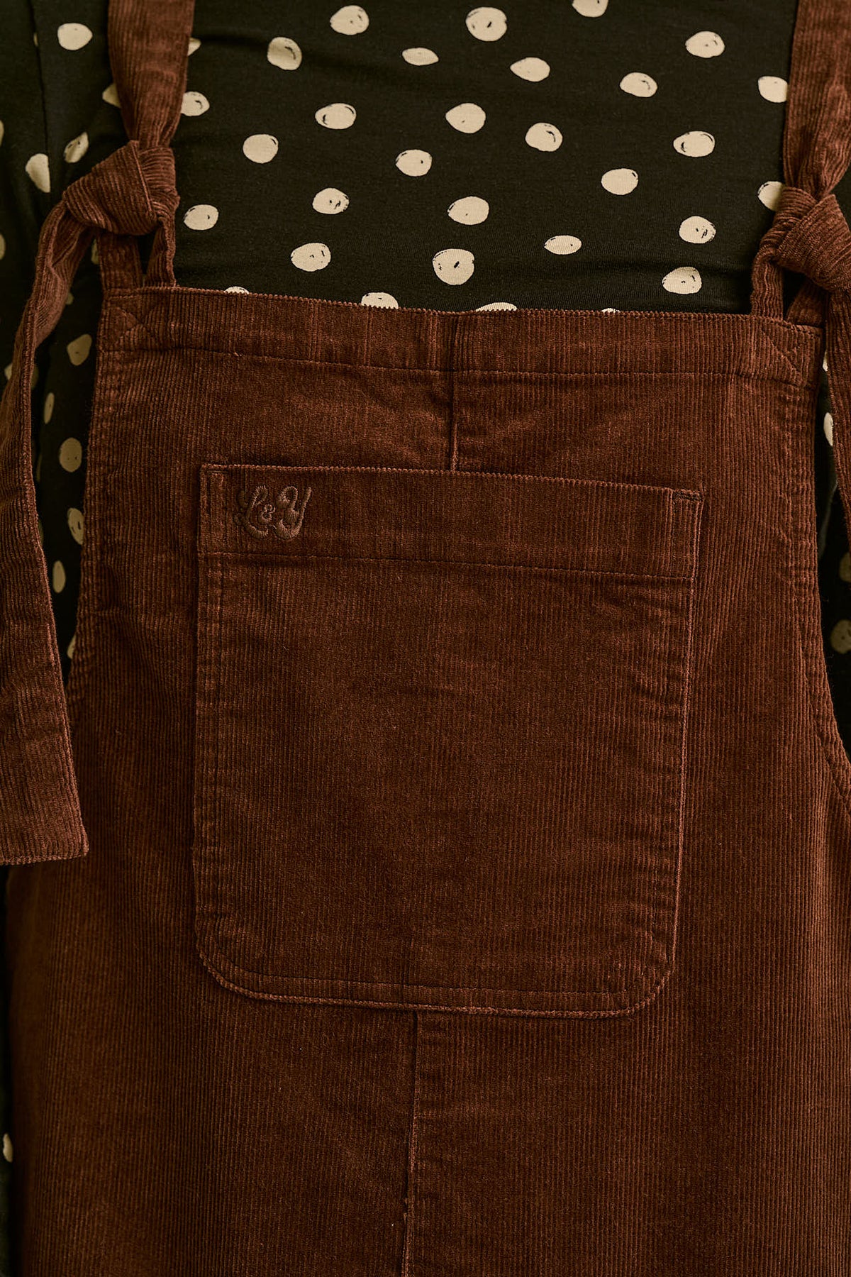 Arlo - Cord Wide Leg Dungarees in Chocolate