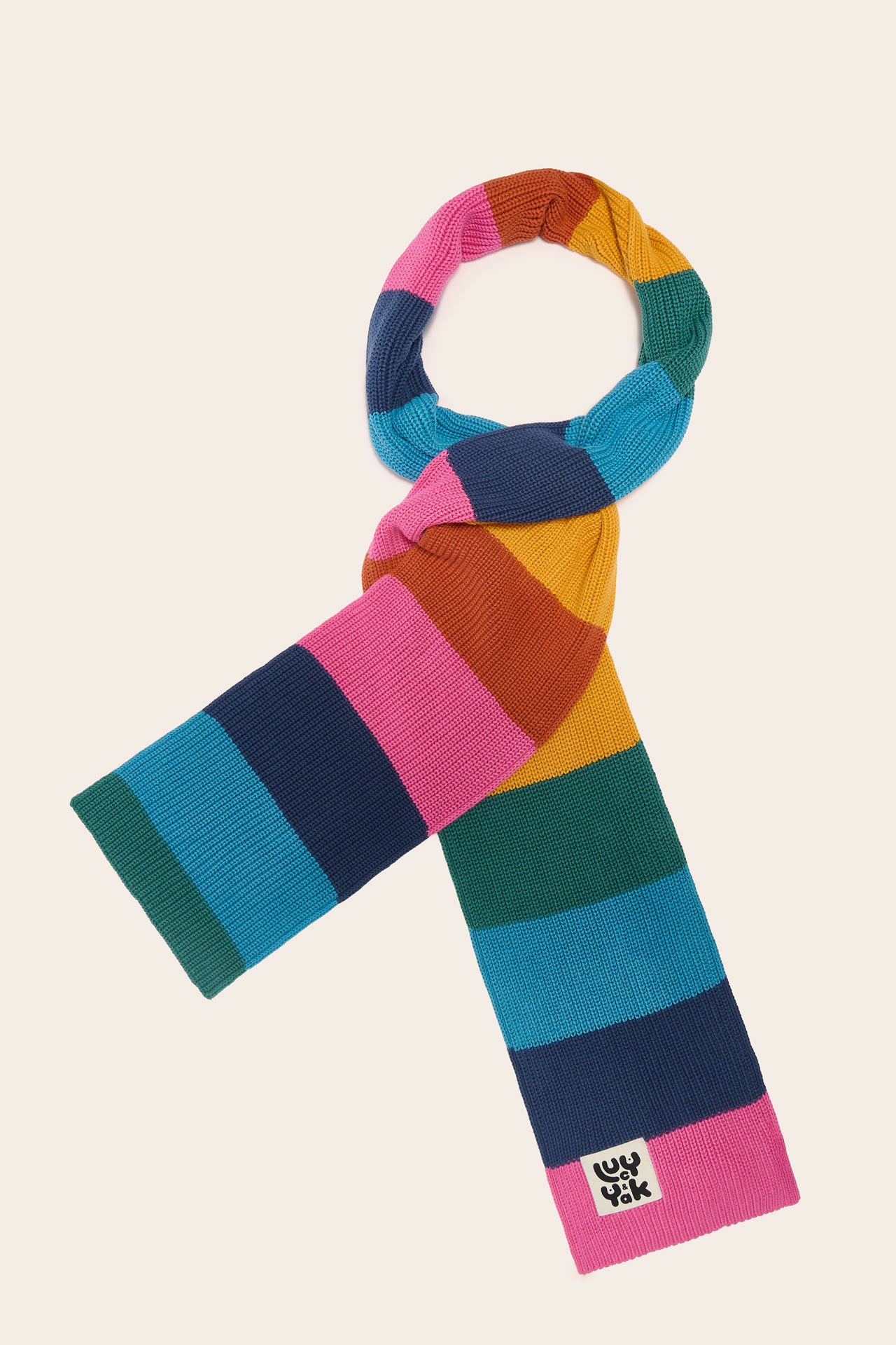 Aroha - Knitted Scarf in Rainbow Stripe