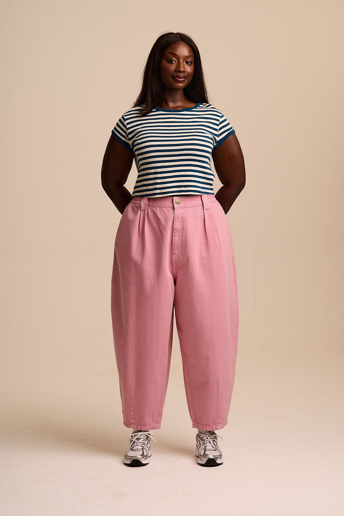 Ashby Denim Barrel Leg Trousers Washed